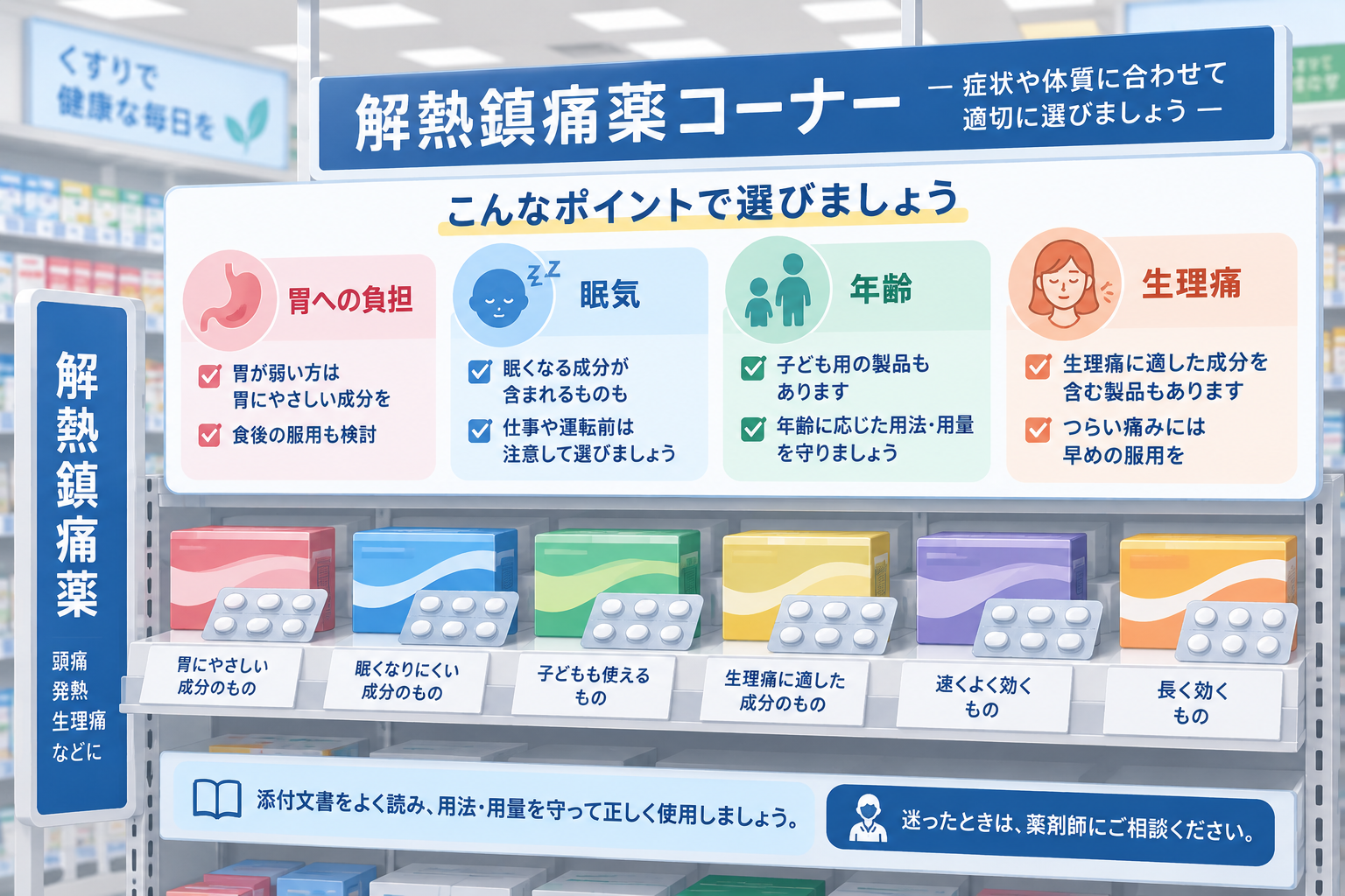 頭痛・生理痛の市販薬、選び方の基準のイメージ